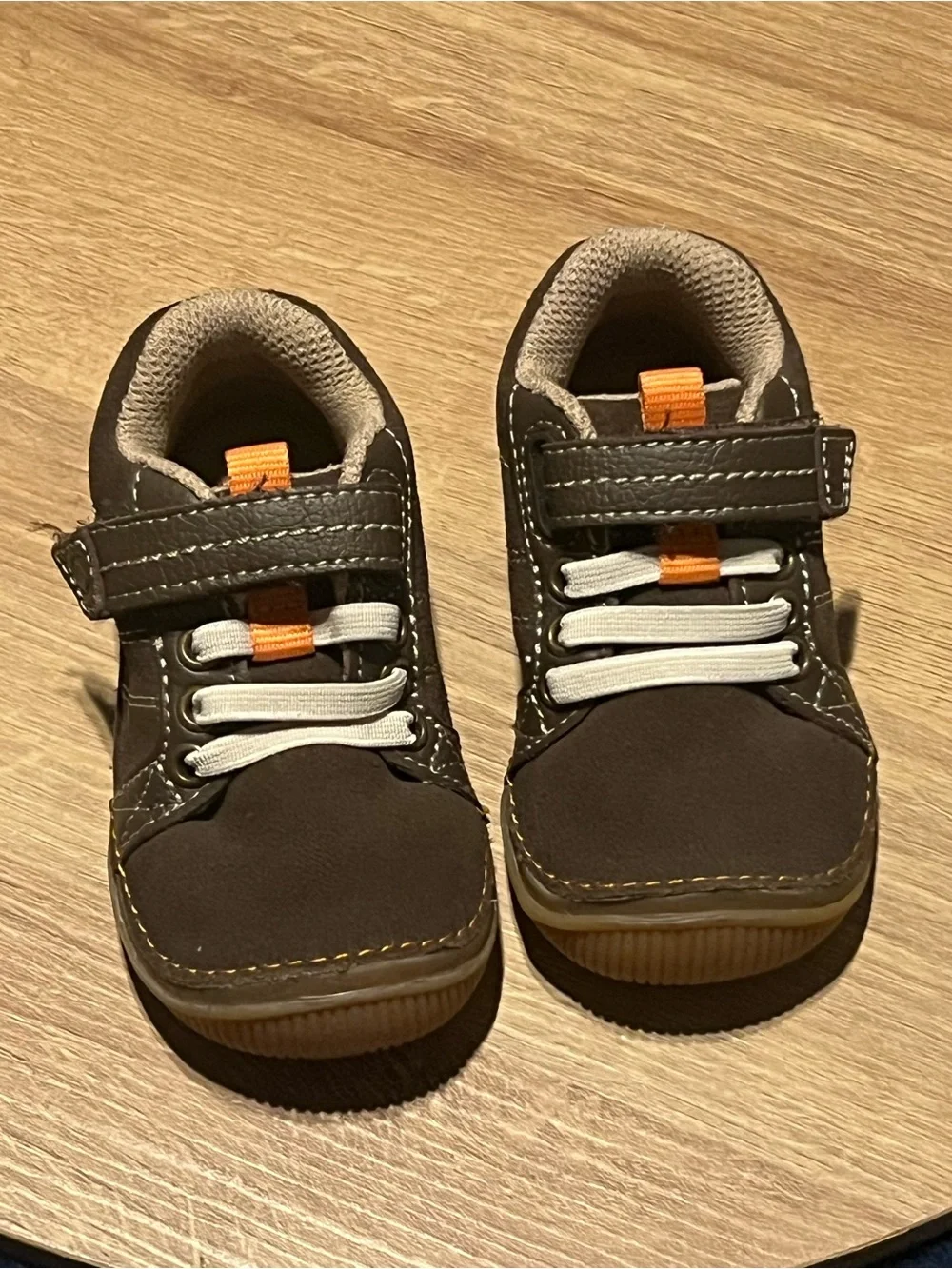 Stride Rite Brown and Orange Kids Moccasins